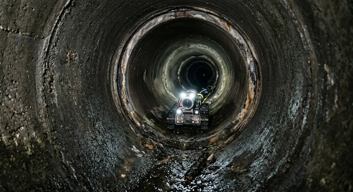 Robotic sewer camera inspecting pipe interior for Sewer Line Repair in Wyoming
